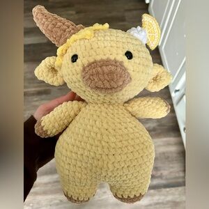 Crochet Lemon Ice Cream Cow Stuffed Animal Amigurumi